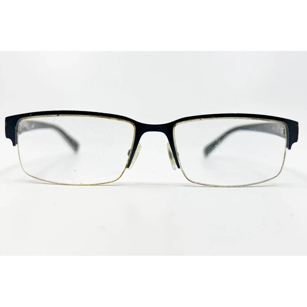 Claiborne Eyeglasses Mens Black Half Rim Rectangle CB220 58-18-150